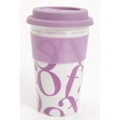 Waechtersbach Coffee-Script-Collage 12oz Travel Mug In Purple
