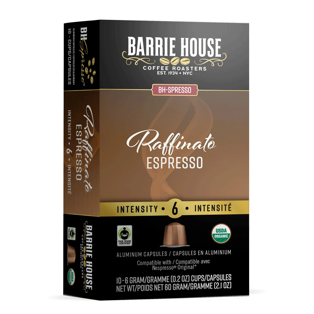 Barrie House Raffinato Fair Trade Organic Espresso Capsules 10ct 3 Barrie House Raffinato Fair Trade Organic Espresso Capsules 10ct