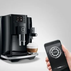 JURA E8 Espresso Machine - Piano Black (NAA) -Coffee Machine Shop E8 Piano Black NAA infinitytable joe iphone square