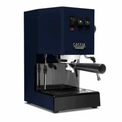 Gaggia Classic Evo Pro Espresso Machine In Classic Blue With Blackened Oak -Coffee Machine Shop GACLASSICEVOPROBLUBO Blue Oak Single EVO 1153