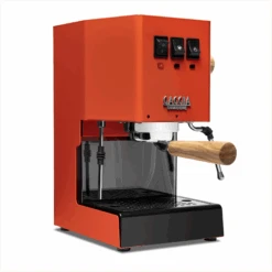 Gaggia Classic Evo Pro Espresso Machine In Lobster Red With Olive Wood