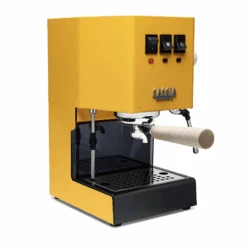 Gaggia Classic Evo Pro Espresso Machine In Sunshine Yellow With Tiger Maple -Coffee Machine Shop GACLASSICEVOPROYLWTM Yellow Maple Single EVO