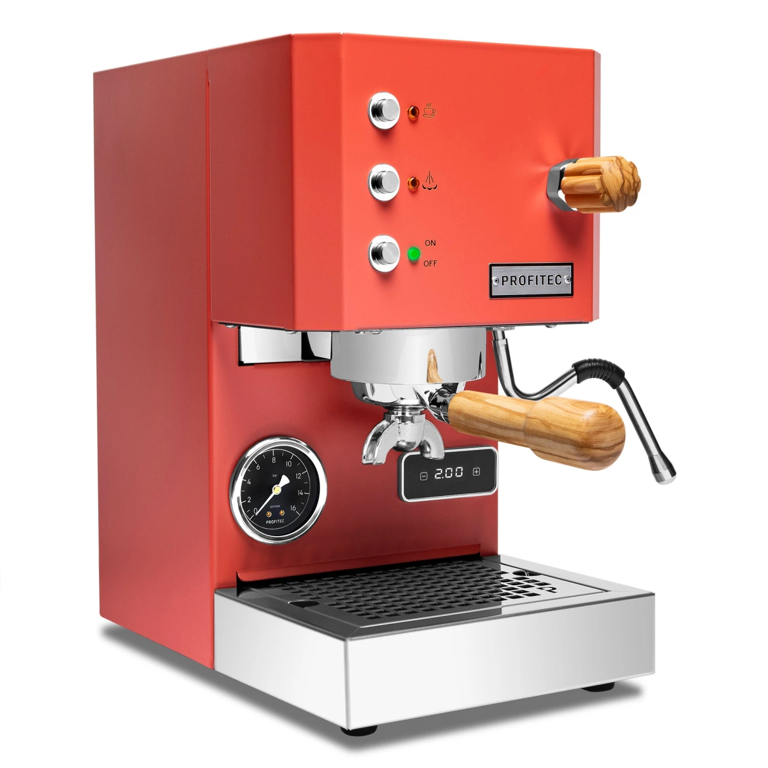 Profitec GO Espresso Machine - Red With Olive Wood 3 Profitec GO Espresso Machine - Red With Olive Wood